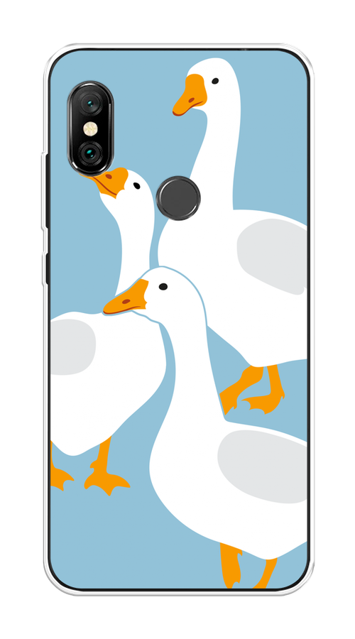 

Чехол на Xiaomi Redmi Note 6 Pro "Гусиное трио", Голубой;белый;серый;желтый, 34650-1