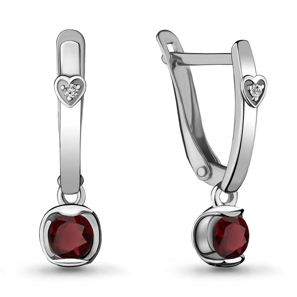 

Серьги подвески из серебра с гранатом/фианитом Aquamarine 4715103А, 4715103А_925_р