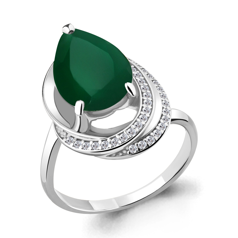 

Кольцо из серебра с агатом/фианитом р. Aquamarine 6580309А, 6580309А_925_р