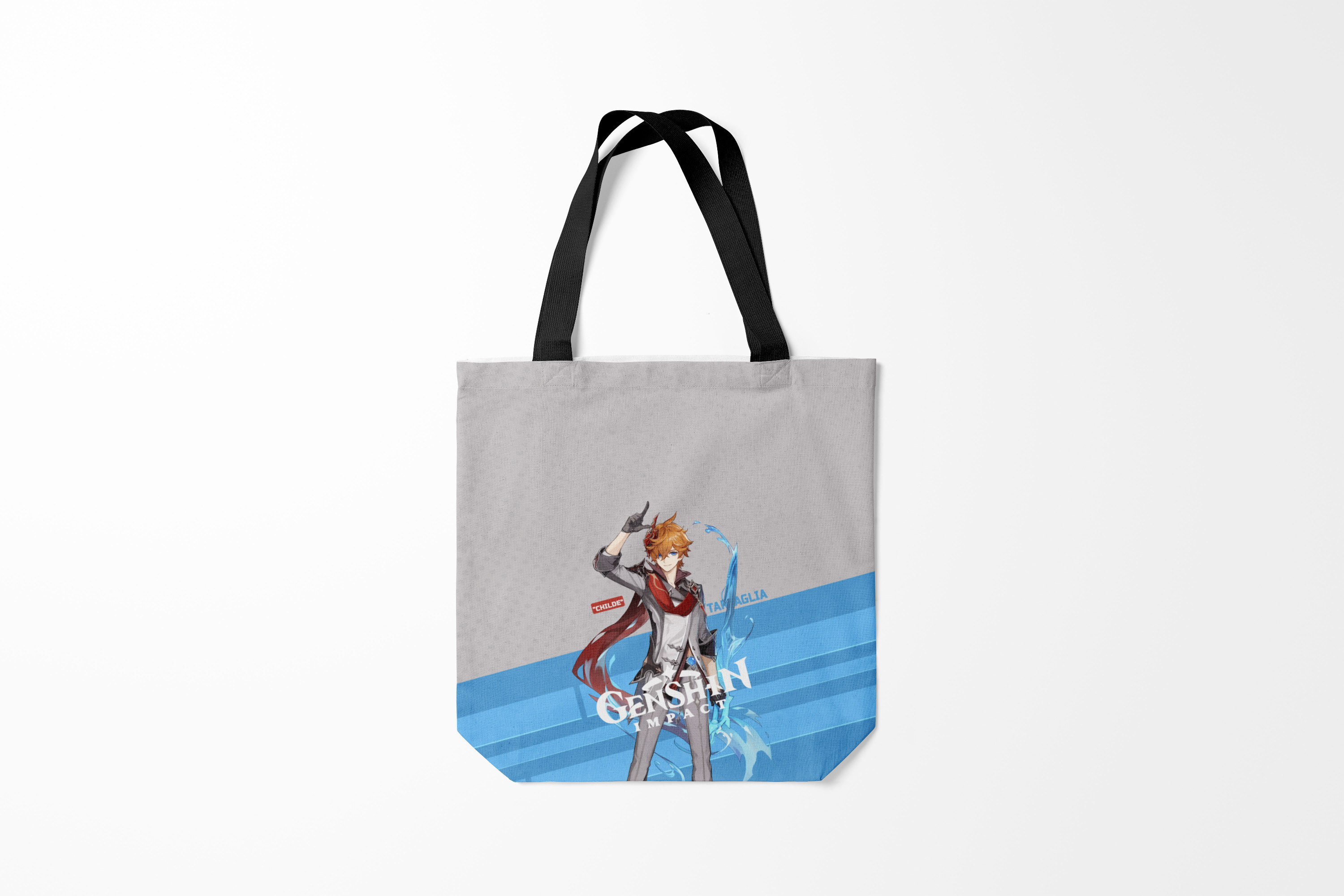 

Сумка шoппер унисекс Burnettie Genshin Impact Tartaglia, черный, Genshin Impact Tartaglia