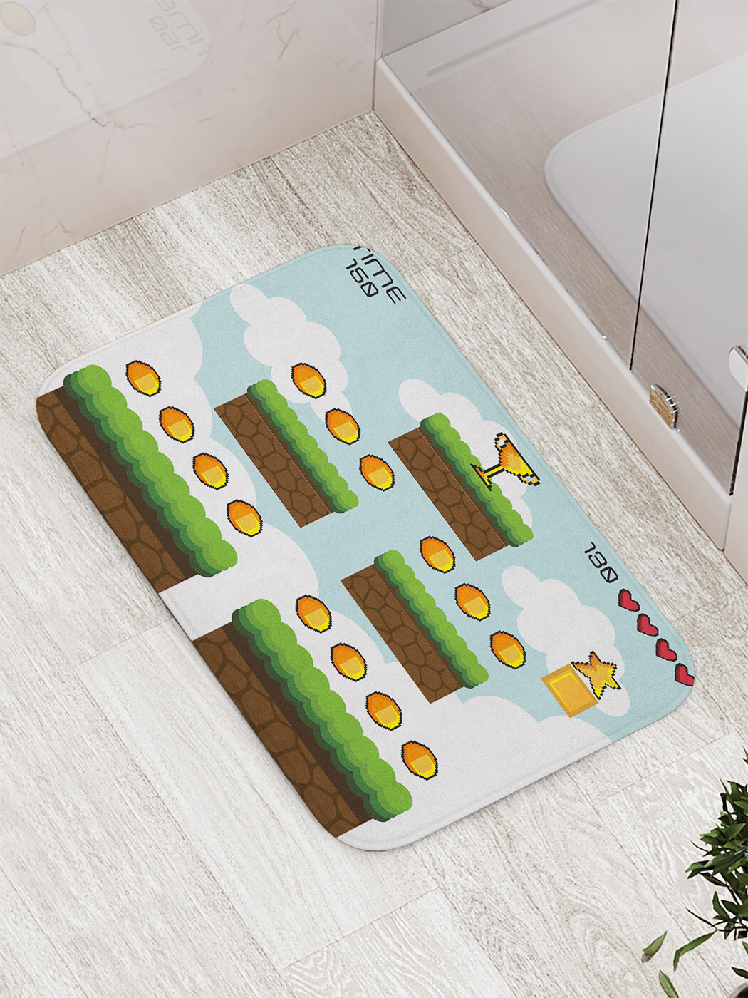 

Коврик противоскользящий JoyArty "Монетки Марио" для ванной, сауны, бассейна, 77х52 см, Монетки Марио