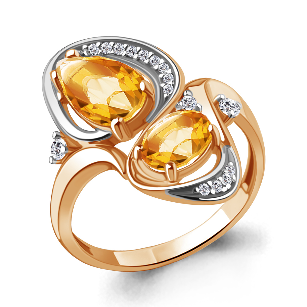 

Кольцо из серебра с цитрином/фианитом р., Aquamarine 6907306А, 6907306А_925_з