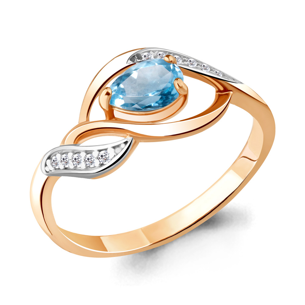 

Кольцо из серебра с топазом/фианитом р., Aquamarine 6901105А, 6901105А_925_з