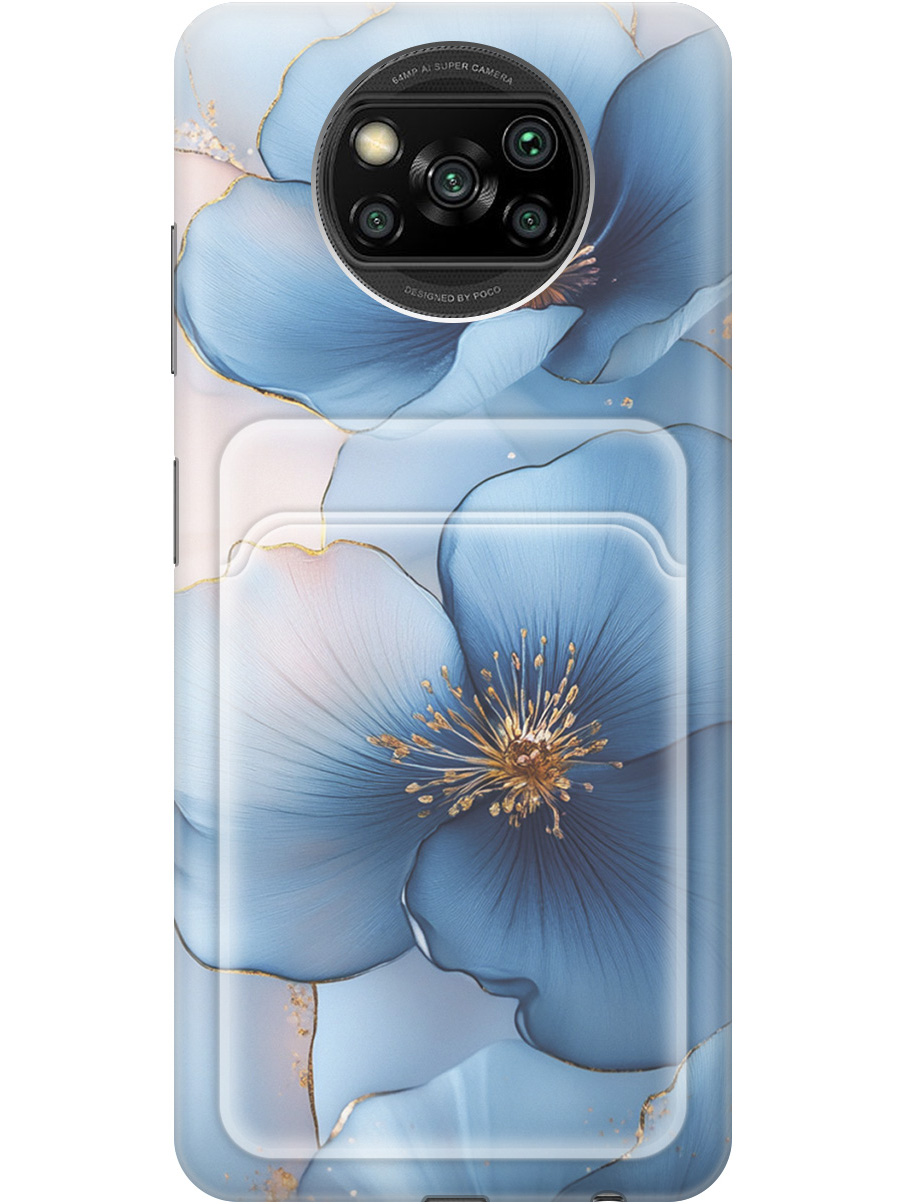 

Силиконовый чехол на Poco X3/X3 Pro с принтом с карманом для карты 827328, Прозрачный;голубой;синий, 723602724