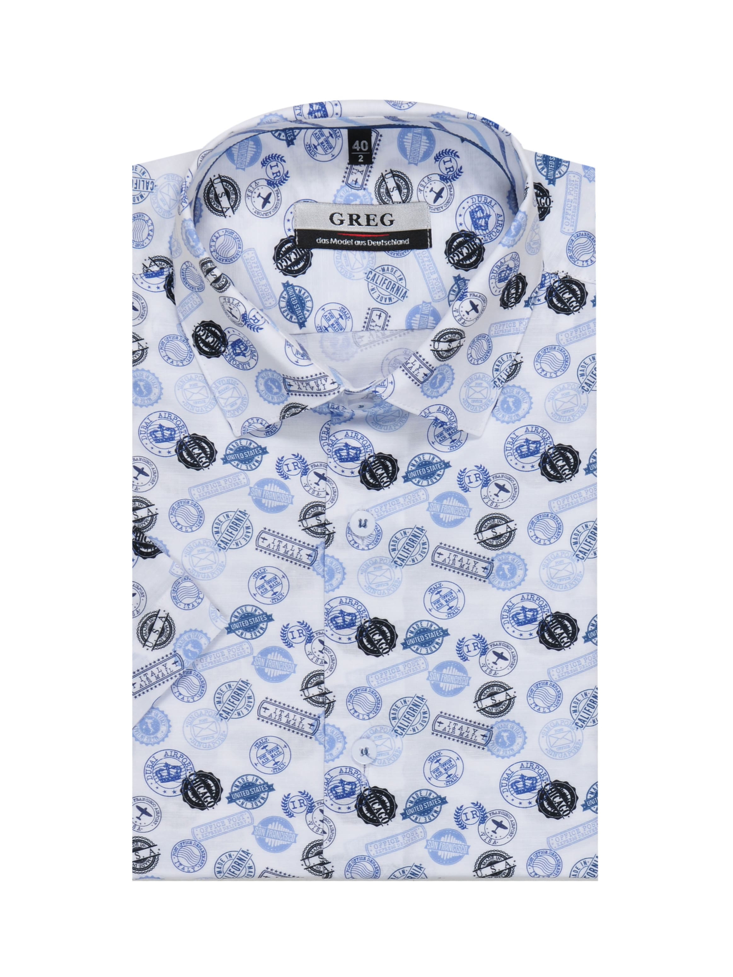 

Рубашка мужская Greg 00-00005333 белая 40, Голубой, 00-00005333