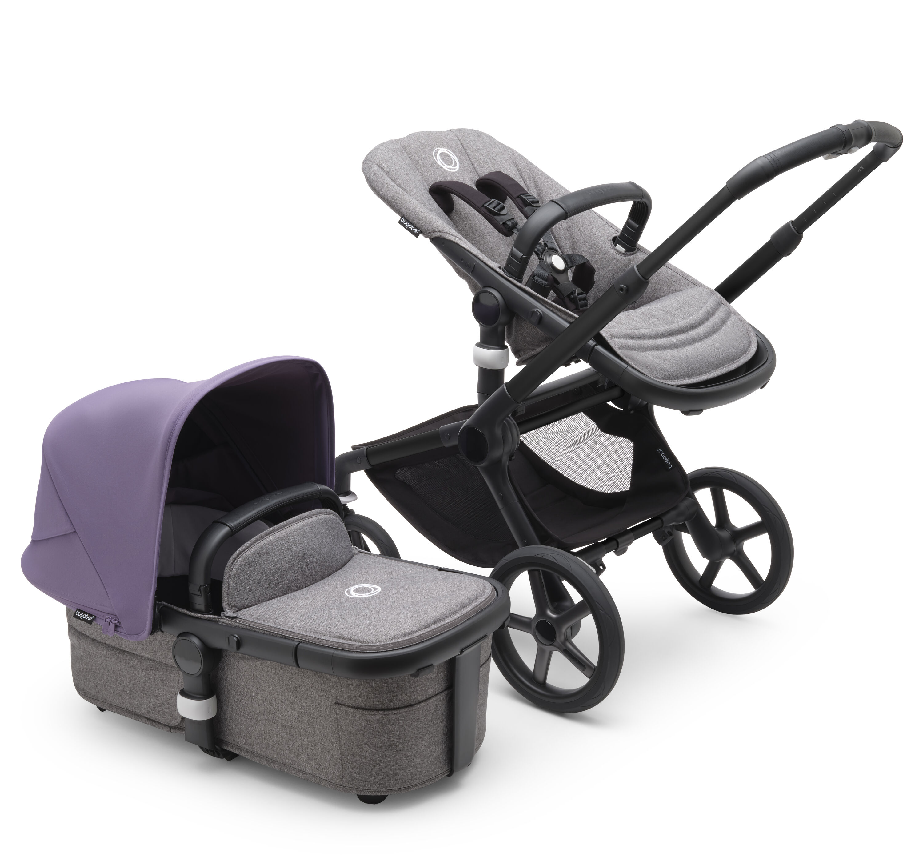 Коляска детская 2 в 1 Bugaboo Fox 5 Black, Grey Melange, Astro Purple