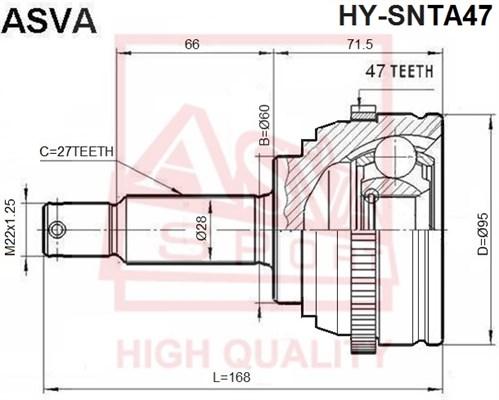 

Шрус Наружный 34x60x27 ASVA арт. HY-SNTA47