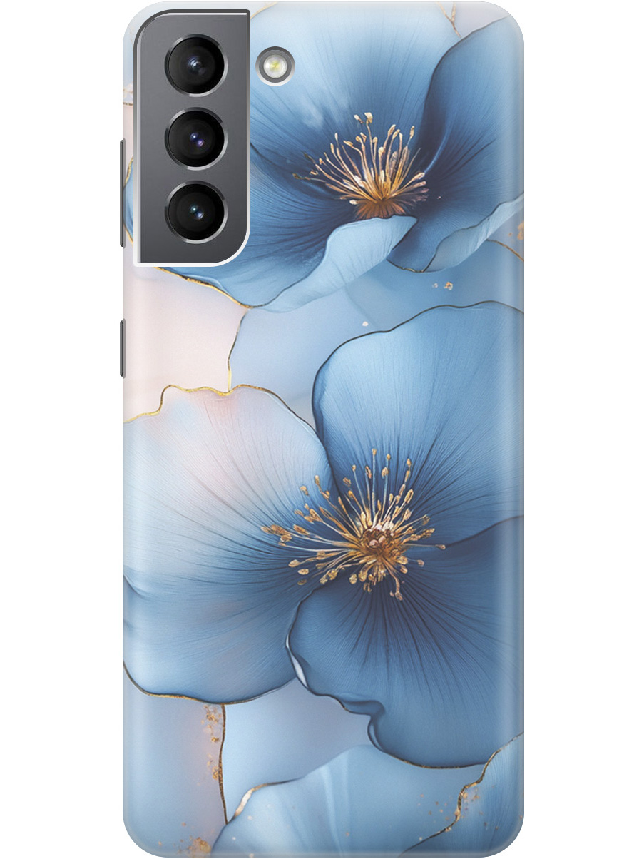 

Силиконовый чехол на Samsung Galaxy S21 FE 5G с принтом "Голубые ирисы", Прозрачный;голубой;синий, 734543424