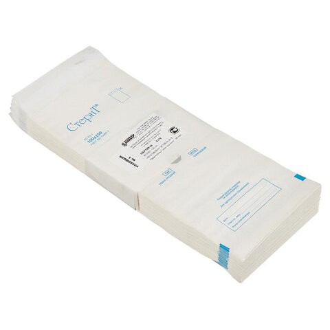 Пакет бумажный самоклеящийся Стерит для стерилизации, ВИНАР, 100х250 мм, 100 шт.