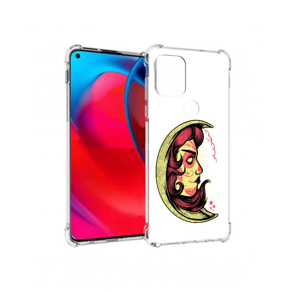 

Чехол MyPads Tocco для Motorola Moto G желтый полумесяц с лицом девушки (PT227067.359.346), Прозрачный, Tocco
