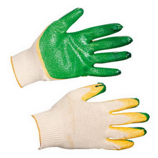 Перчатки хлопчатобумажные Энкор 58750 с двойным латексным обливом перчатки трикотажные с 2 м латексным обливом 10 пар зеленые или красные