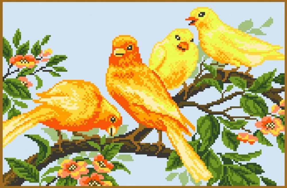 

Рисунок на ткани Канарейки