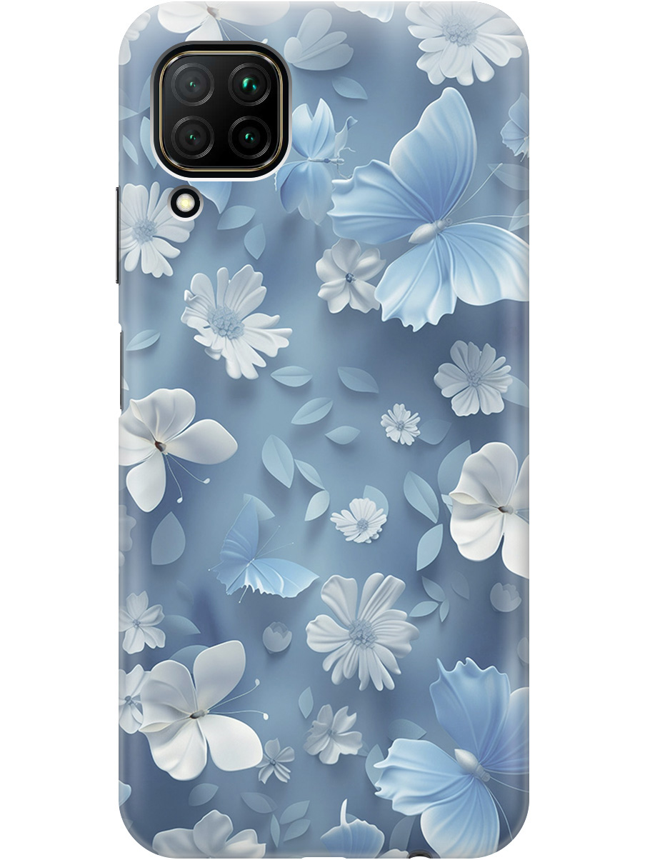 

Силиконовый чехол на Huawei P40 Lite с принтом "Голубые бабочки", Прозрачный;белый;голубой, 722839710