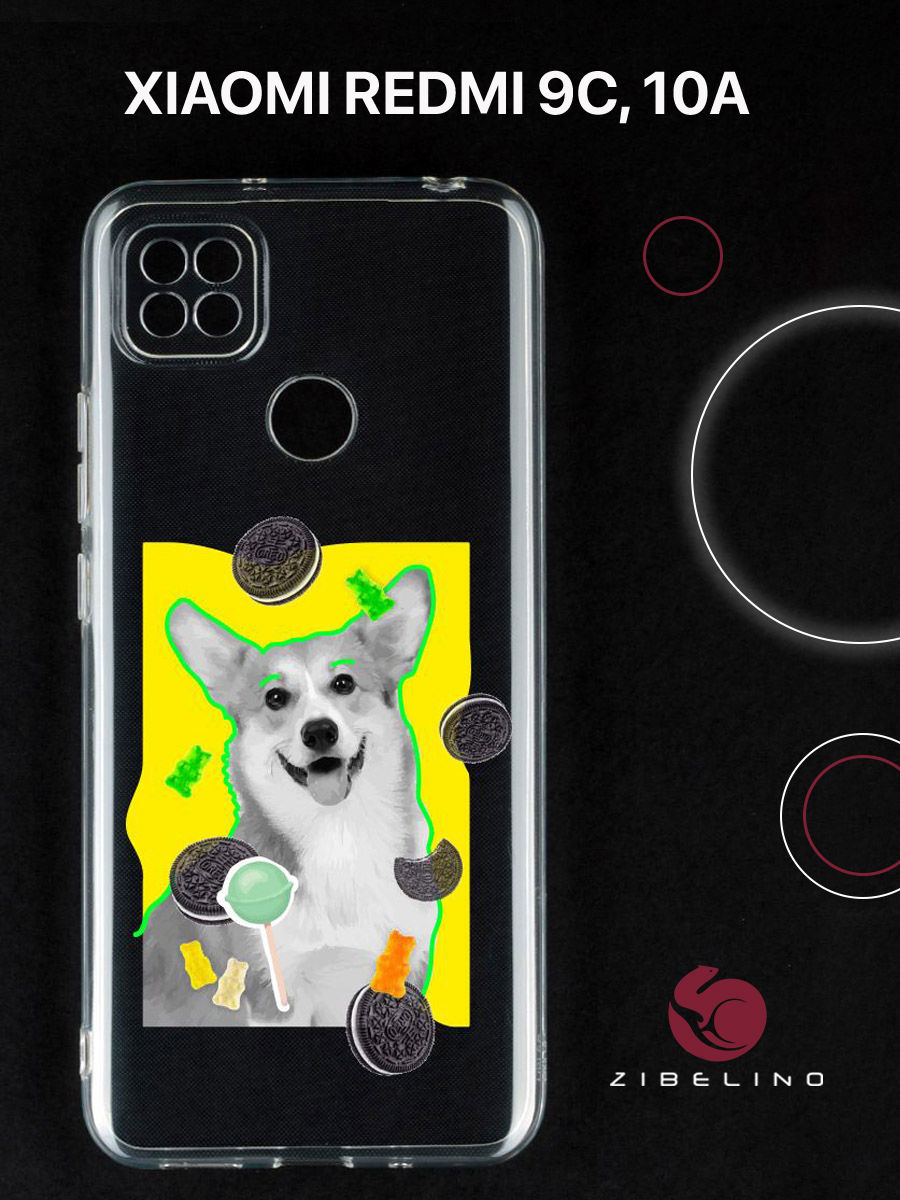 

Чехол для Xiaomi Redmi 9C, Xiaomi Redmi 10A прозрачный c принтом "КОРГИ" 1111, ZUTCP-XMI-RDM-9C