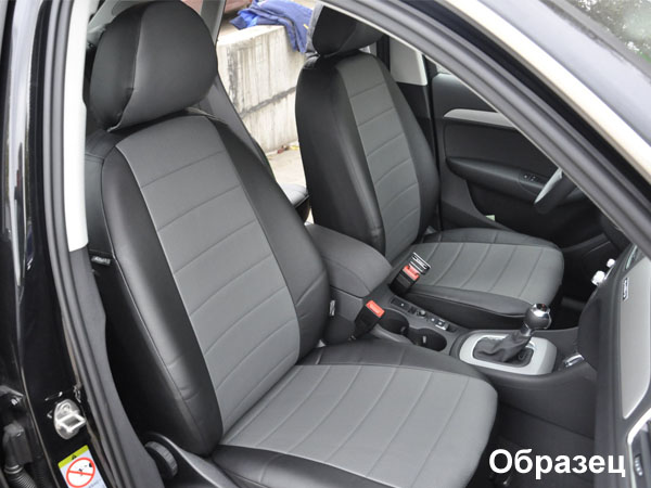

Чехлы для Kia Soul (2014-2020)(экокожа темно-серая/экокожа черная)спинка раздельная