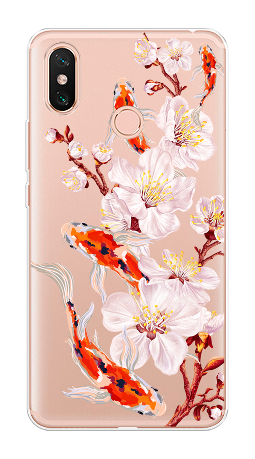 

Чехол на Xiaomi Mi Max 3 "Карпы и сакура", Оранжевый;розовый;бежевый;прозрачный, 34350-1