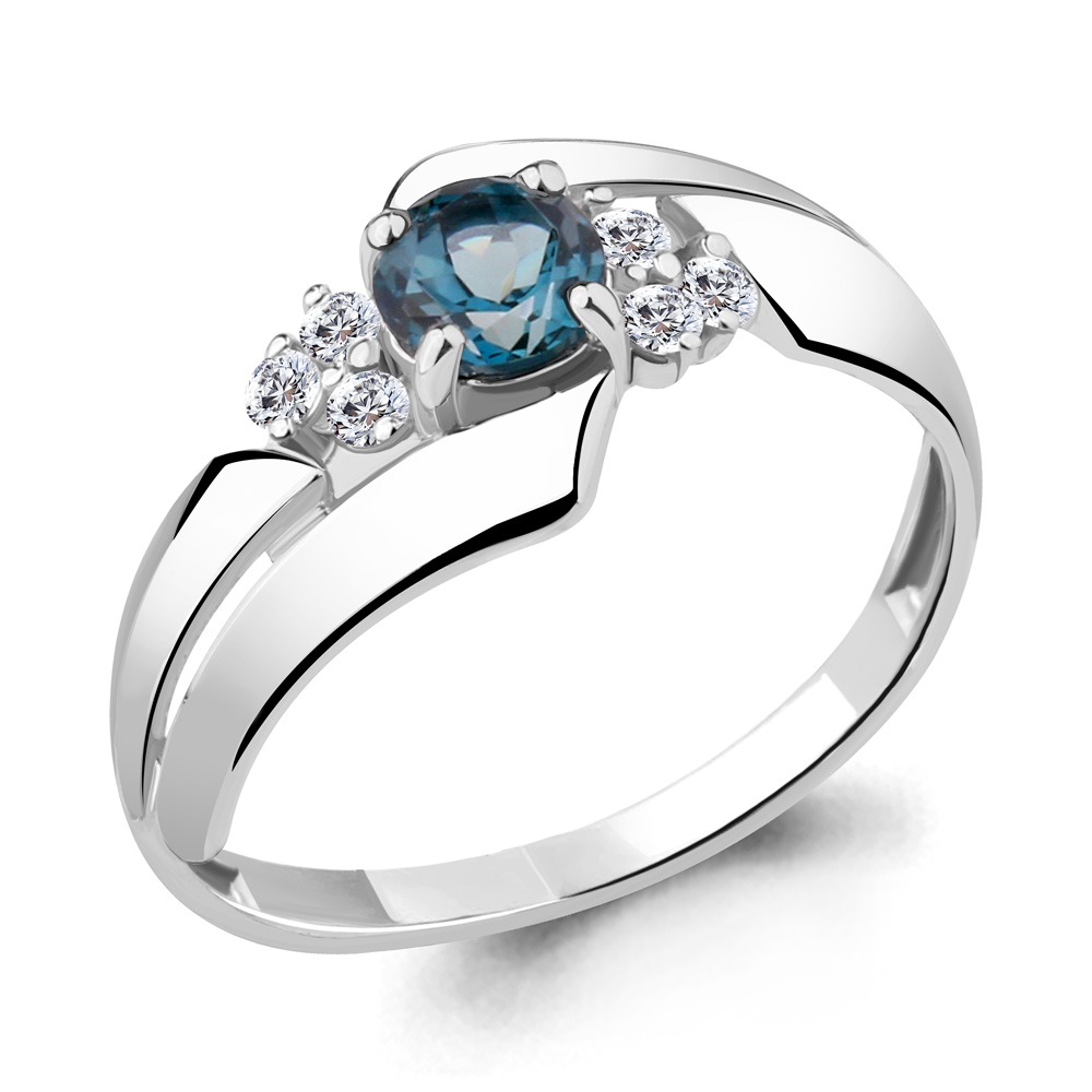 

Кольцо из серебра с топазом/фианитом р., Aquamarine 6582808А, 6582808А_925_р