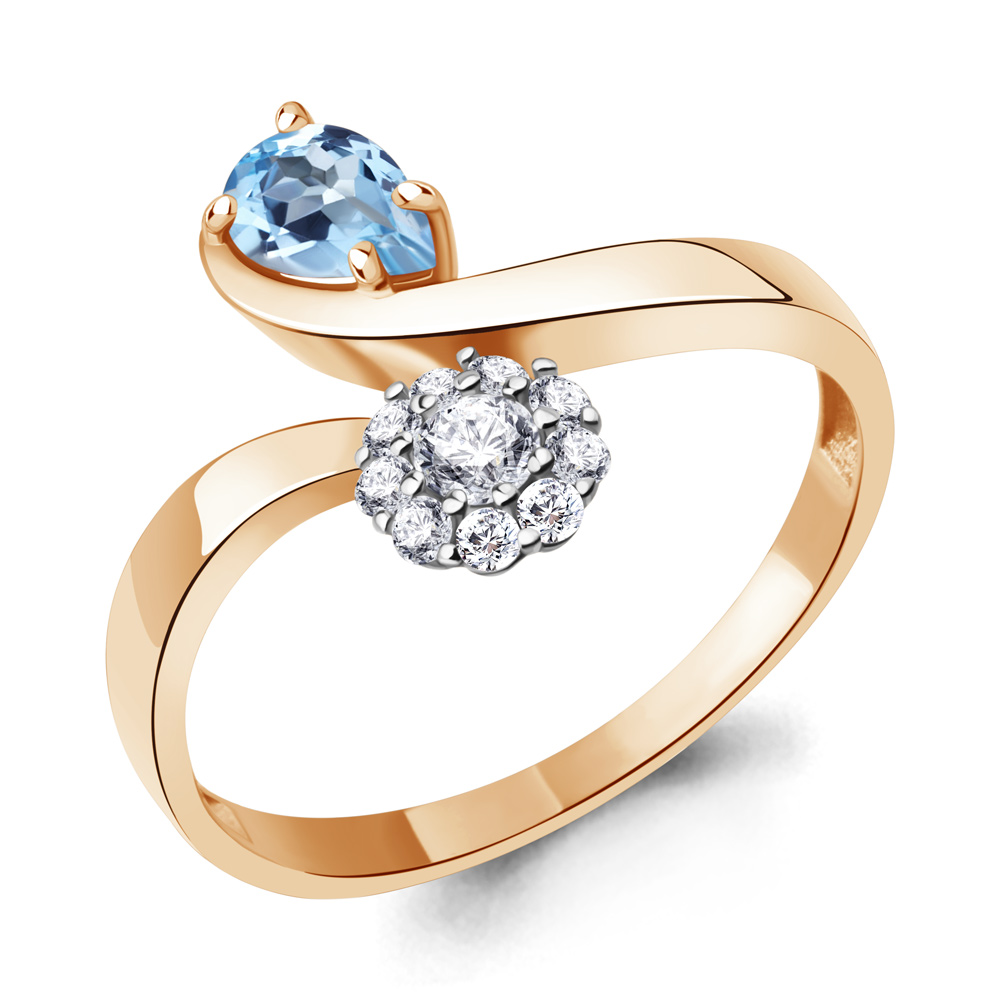 

Кольцо из серебра с топазом/фианитом р., Aquamarine 6918105А, 6918105А_925_з