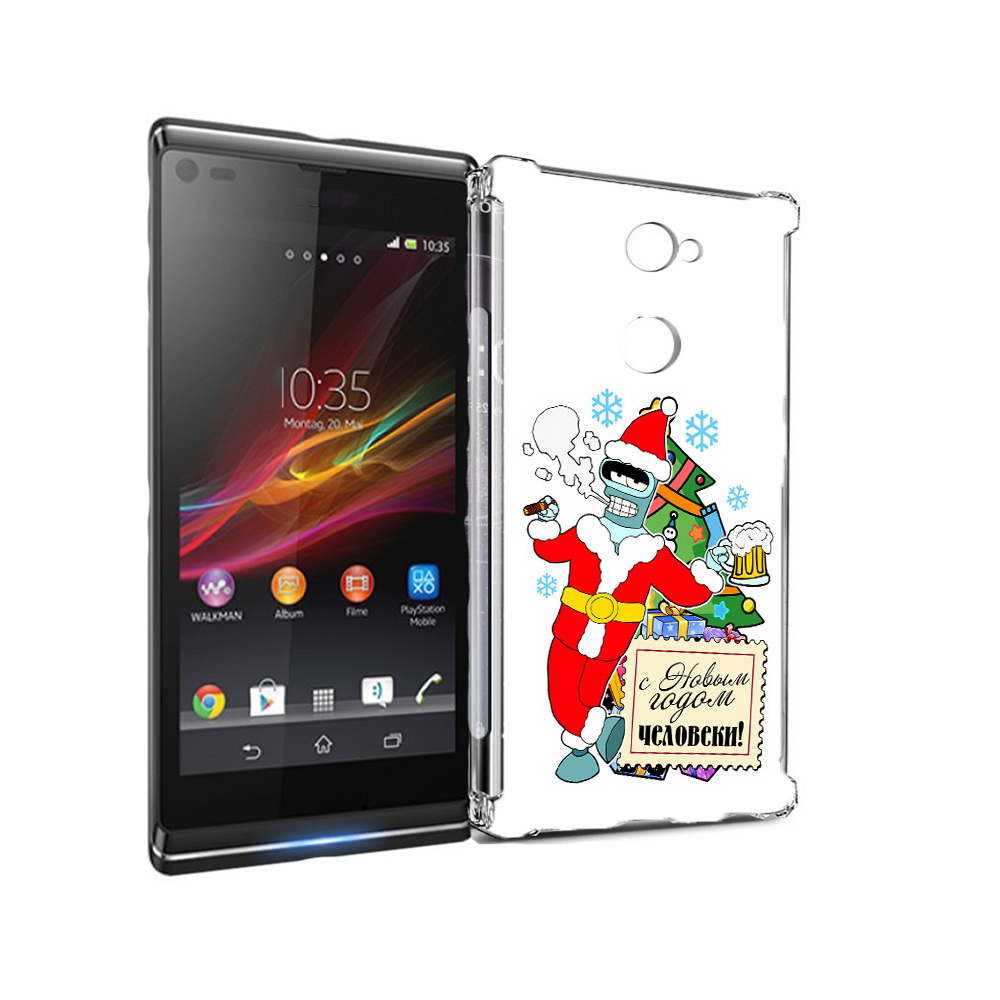 

Чехол MyPads Tocco для Sony Xperia L2 С новым годом человеки (PT99662.233.150), Прозрачный, Tocco