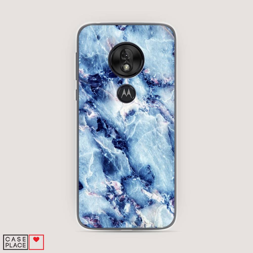 

Чехол на Motorola Moto G7 Play "Мрамор с синими прожилками", Синий, 241250-3