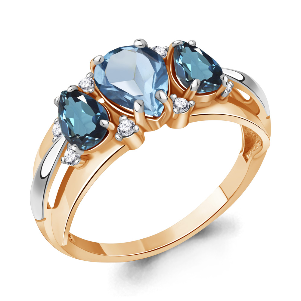 

Кольцо из серебра с топазом/фианитом р., Aquamarine 69071600А, 69071600А_925_з