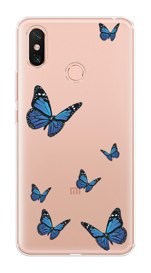 

Чехол на Xiaomi Mi Max 3 "Blue butterflies", Синий;черный, 34350-1