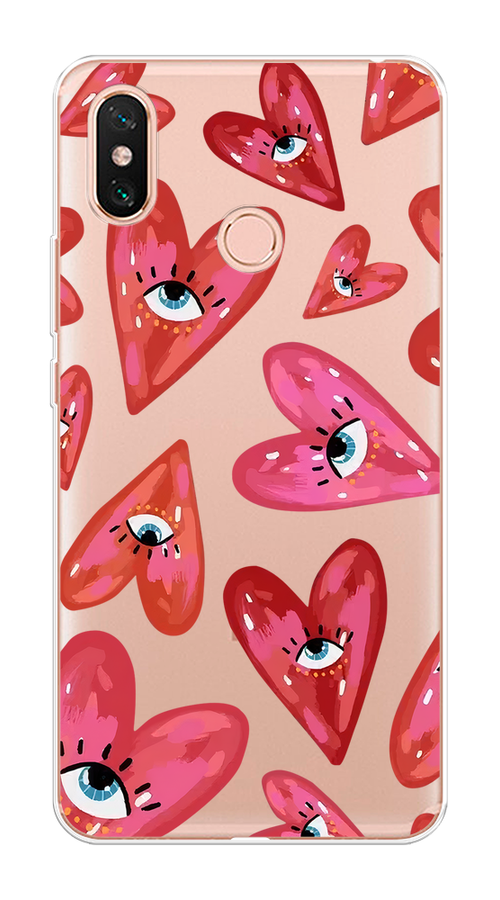 

Чехол на Xiaomi Mi Max 3 "Сердечки с глазами", Коричневый;красный;розовый, 34350-1