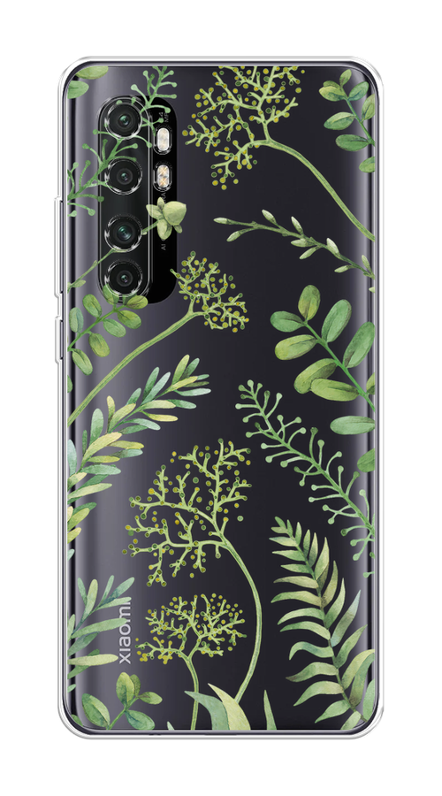 

Чехол на Xiaomi Mi Note 10 Lite "Green Leaves", Зеленый;прозрачный, 38450-1
