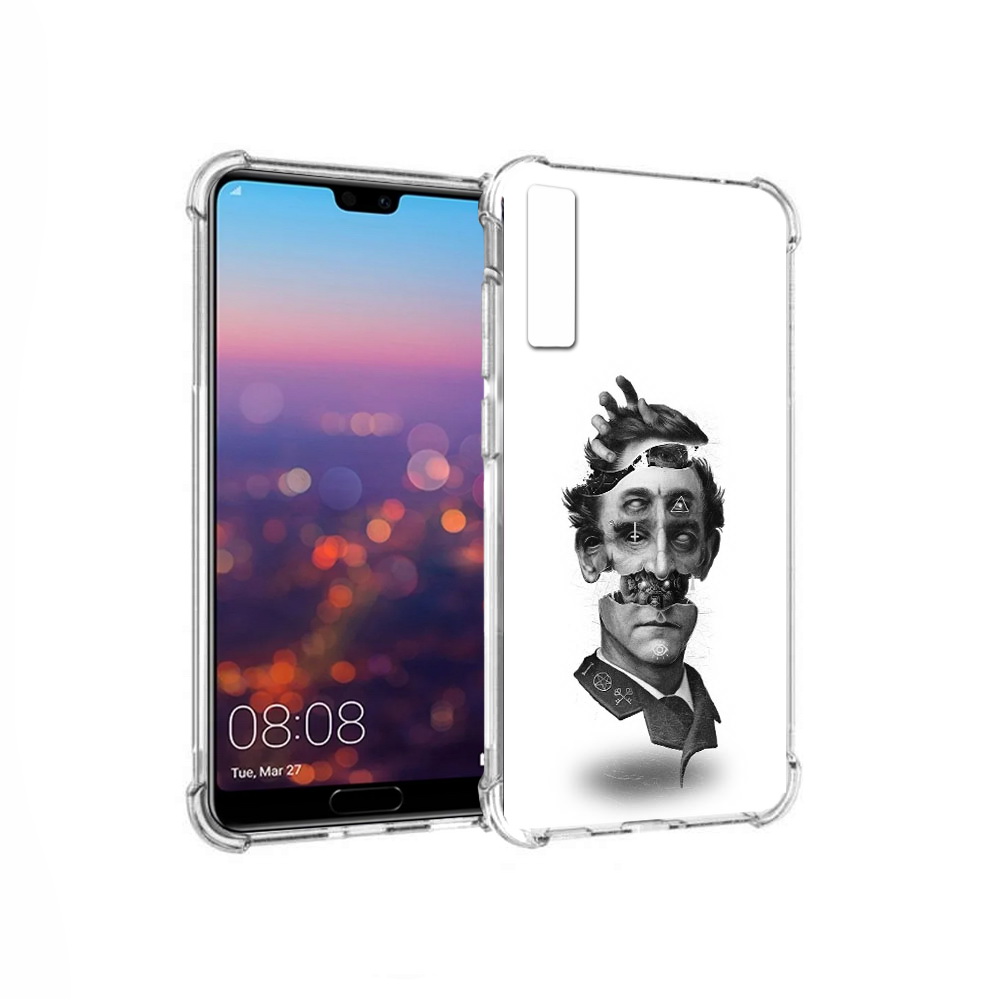 

Чехол MyPads Tocco для Huawei P20 Pro страшное лицо абстракция (PT108144.28.628), Прозрачный, Tocco