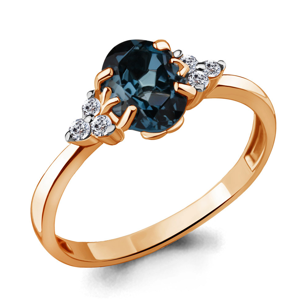 

Кольцо из серебра с топазом/фианитом р., Aquamarine 6523508А, 6523508А_925_з