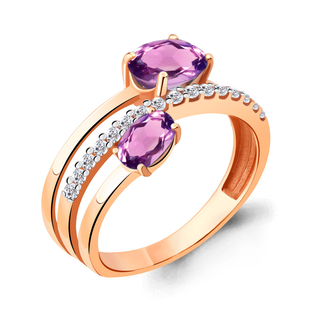 

Кольцо из серебра с аметистом/фианитом р., Aquamarine 6929004А, 6929004А_925_з