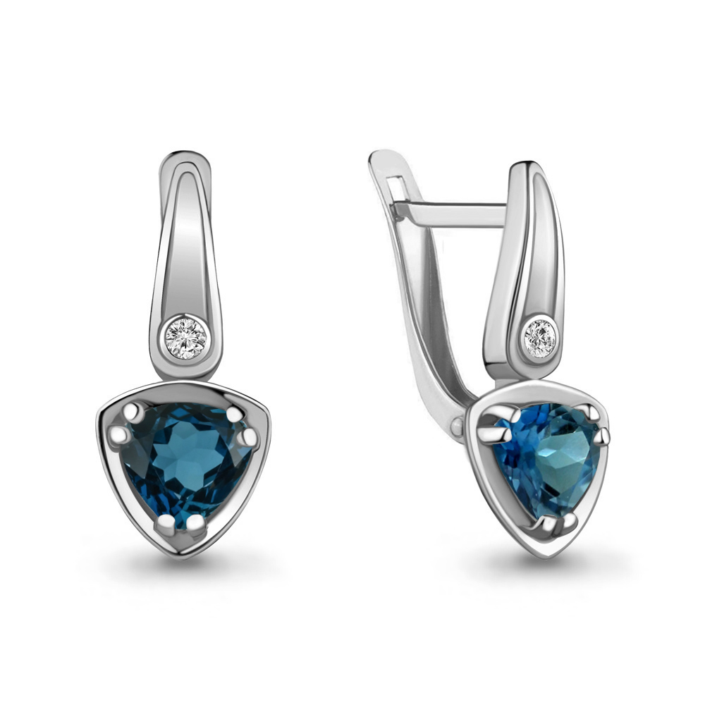 

Серьги из серебра с топазом/фианитом Aquamarine 4732108А, 4732108А_925_р