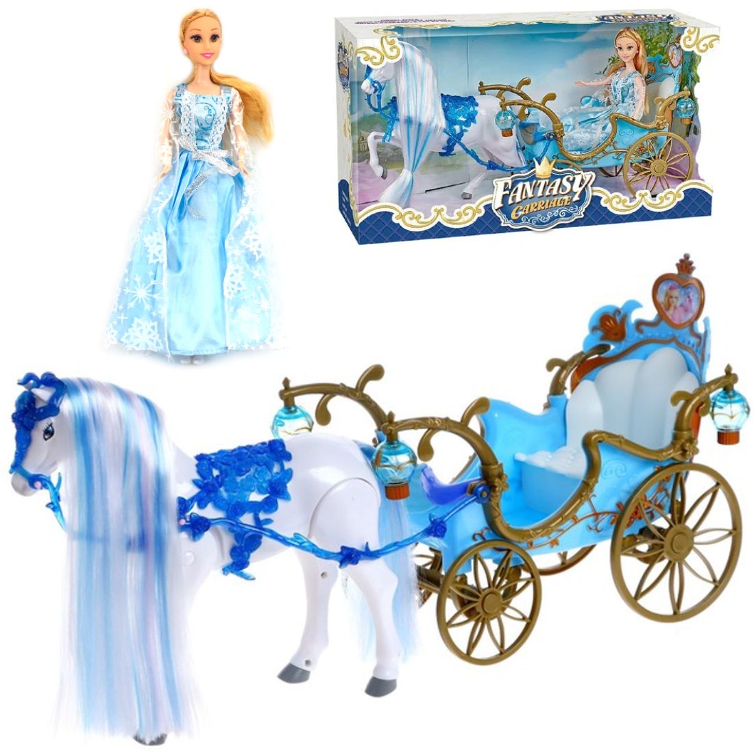 Большой игровой набор Bettina Карета с лошадью и куклой Fantasy Carriage 110611