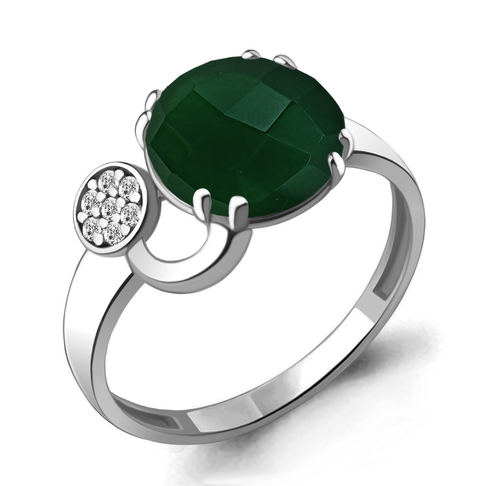 

Кольцо из серебра с агатом/фианитом р. Aquamarine 6933609А, 6933609А_925_р