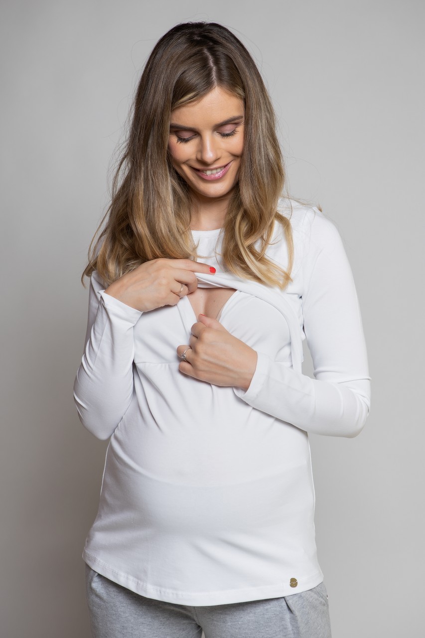 Лонгслив для беременных женский Tibba Clothes T-005-W белый S