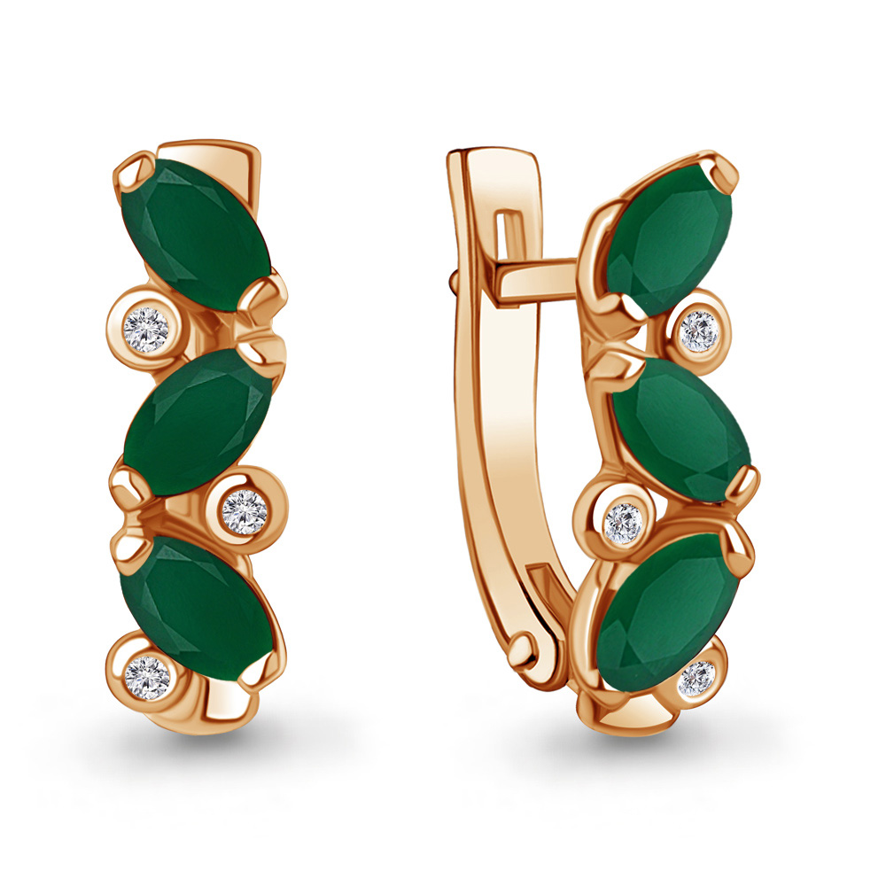 

Серьги из серебра с агатом/фианитом Aquamarine 4415809, 4415809_925_з