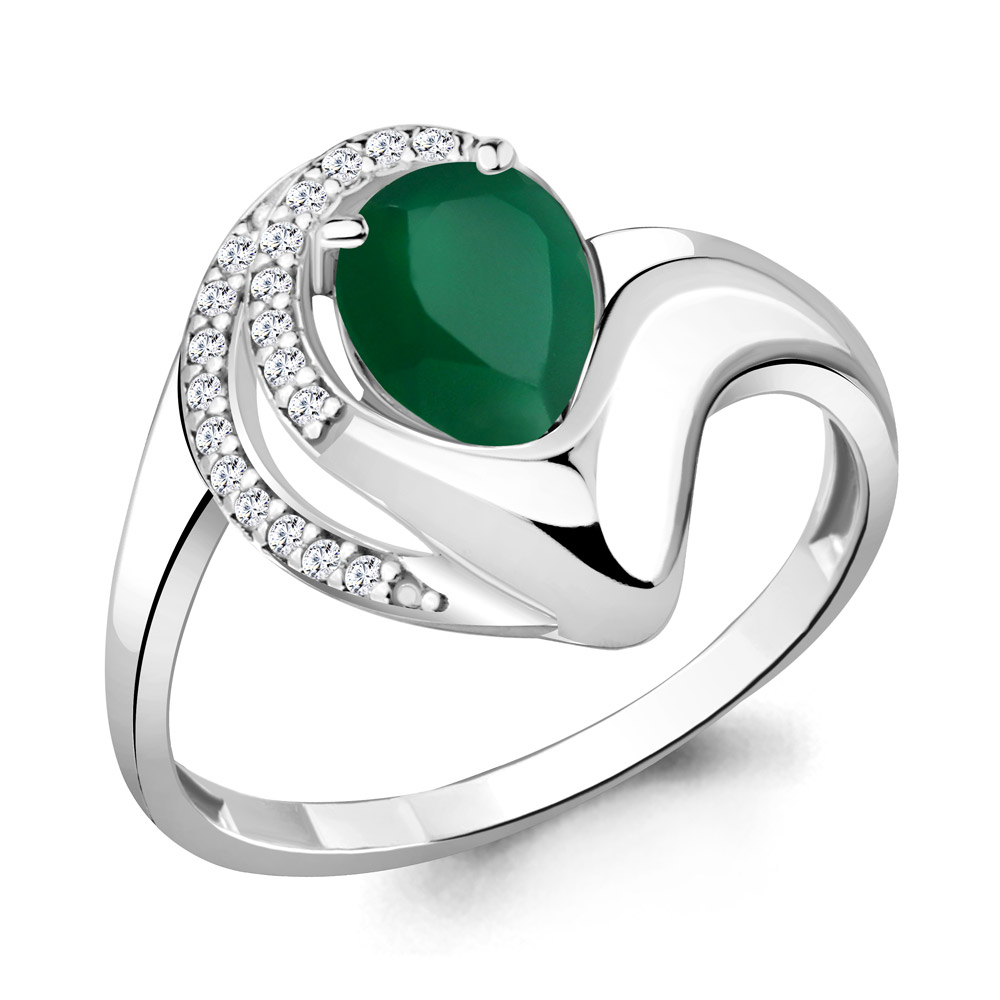 

Кольцо из серебра с агатом/фианитом р. Aquamarine 6579609А, 6579609А_925_р