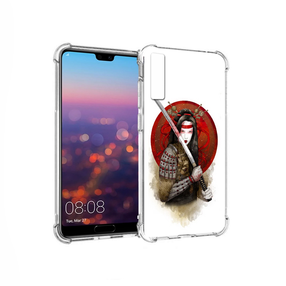 

Чехол MyPads Tocco для Huawei P20 Pro рисованная девушка с катаной (PT108144.28.580), Прозрачный, Tocco
