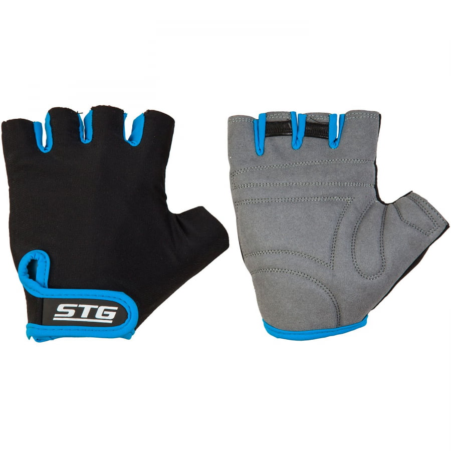 фото Велоперчатки stg 909, black/blue, m