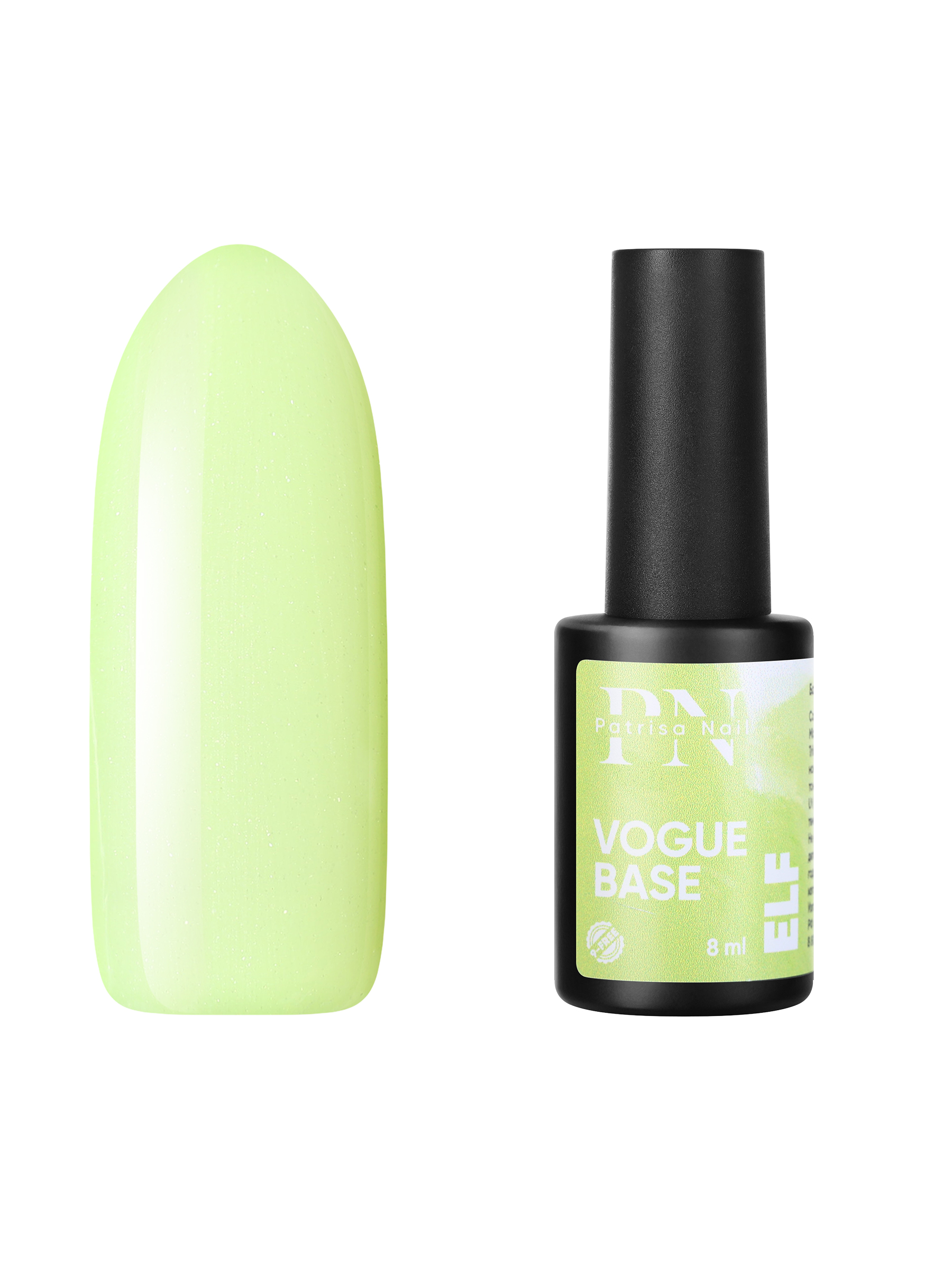 

База для гель-лака Patrisa Nail VOGUE base Rubber Elf камуфлирующая с блестками, 8 мл