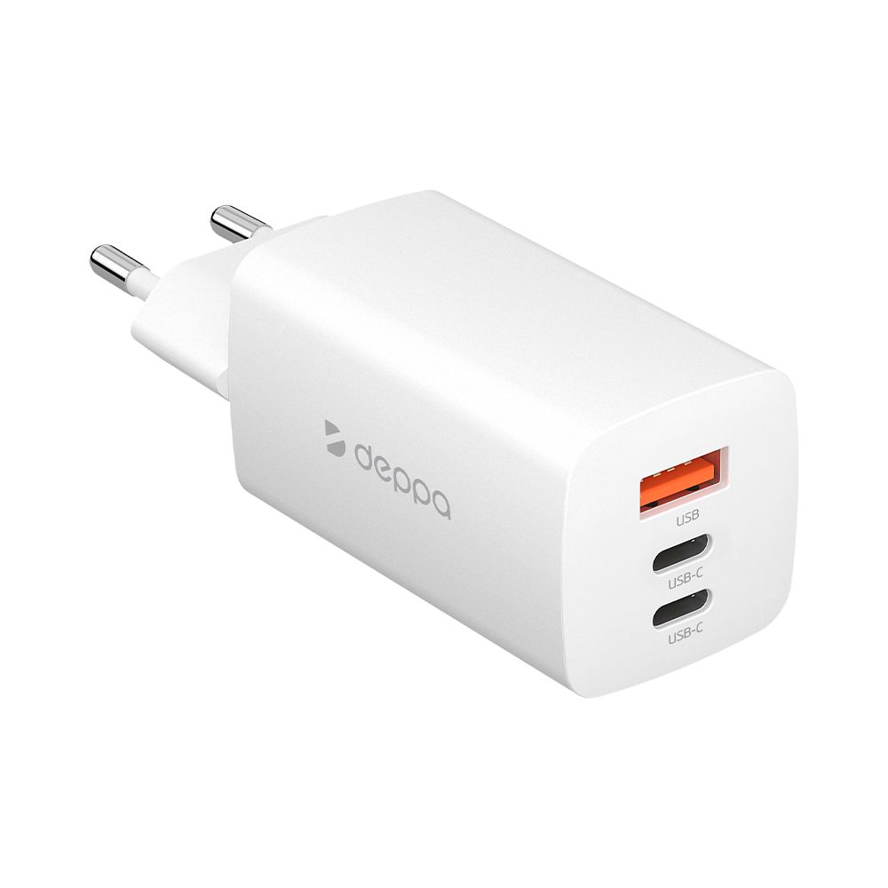 

Сетевое зарядное устройство Deppa Wall Charger Gan 1x USB Type A, 1xUSB Type-C 3 А белый, Wall Charger Gan