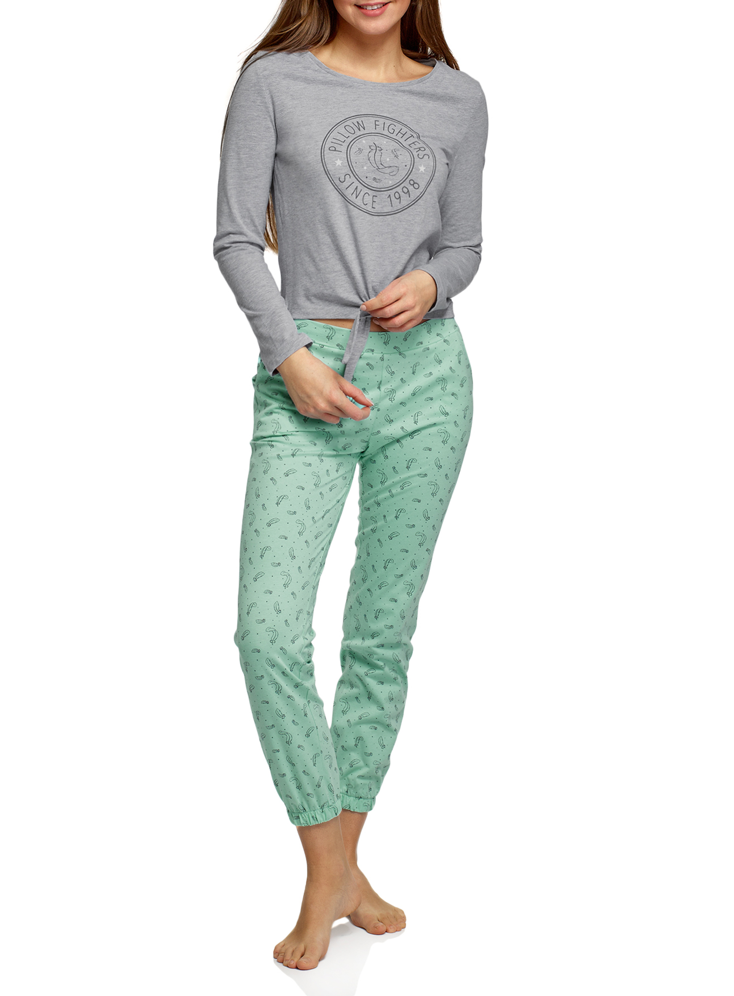 

Пижама женская oodji 56002222 серая 2XL, 56002222