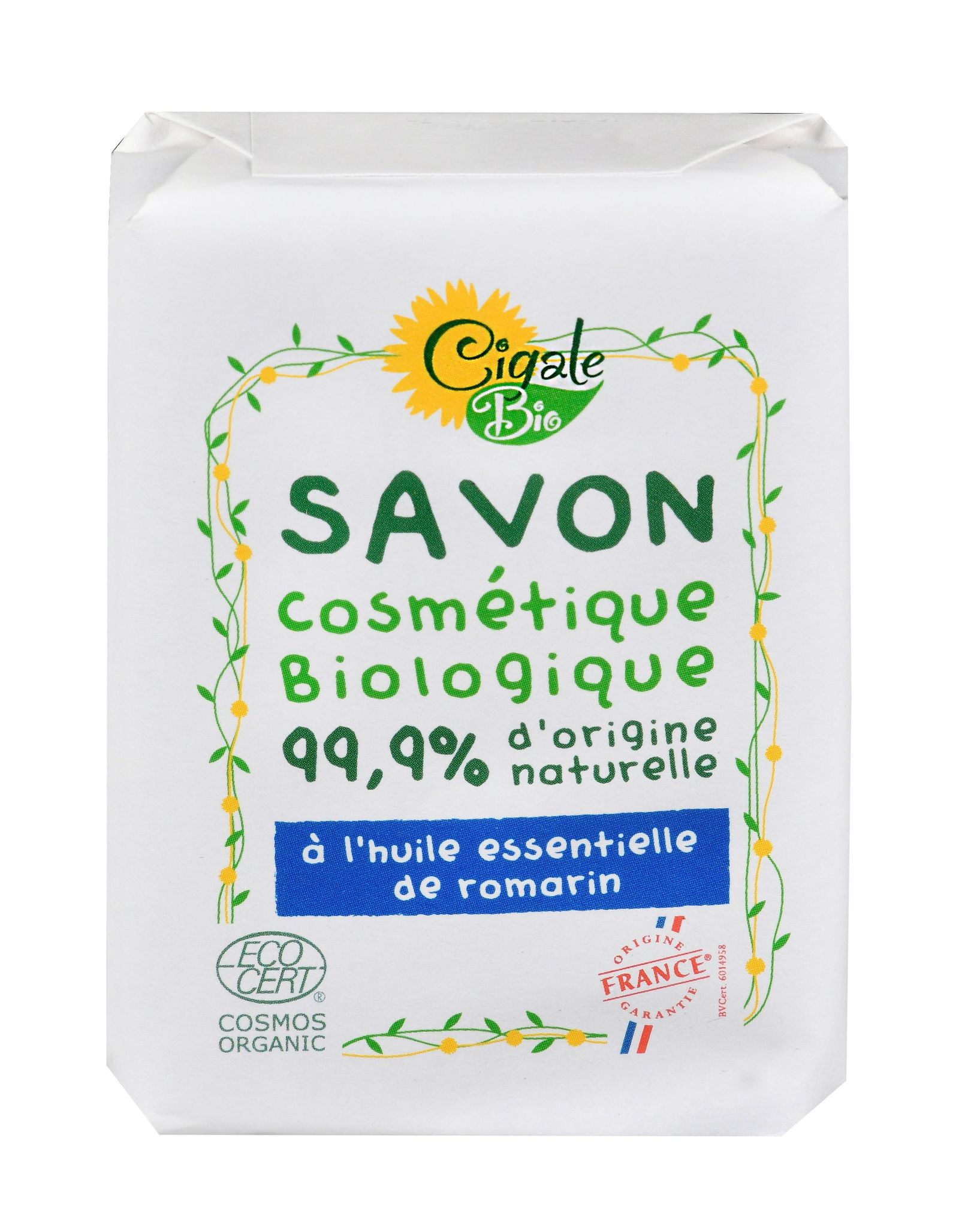 Мыло твердое с маслом Розмарина органическое 100 г CIGALE BIO (Франция) такая разная франция