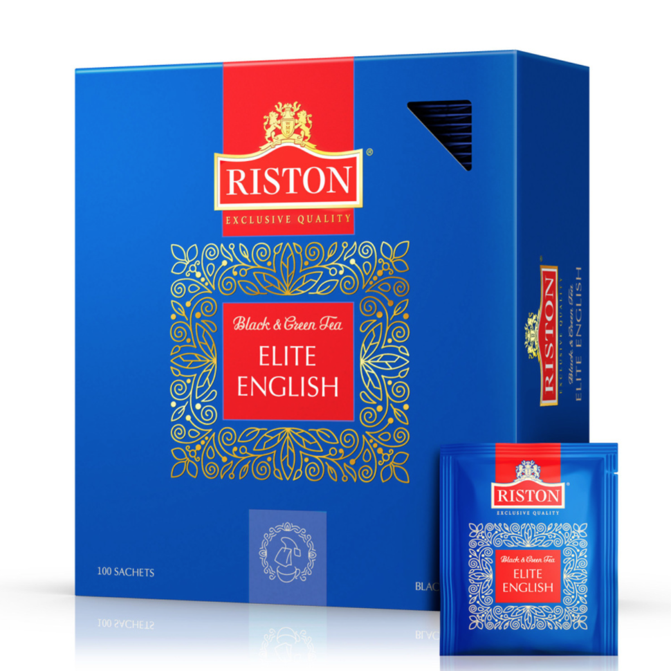 Чай Riston English elite tea, смесь зеленого и черного чая, 100 пак