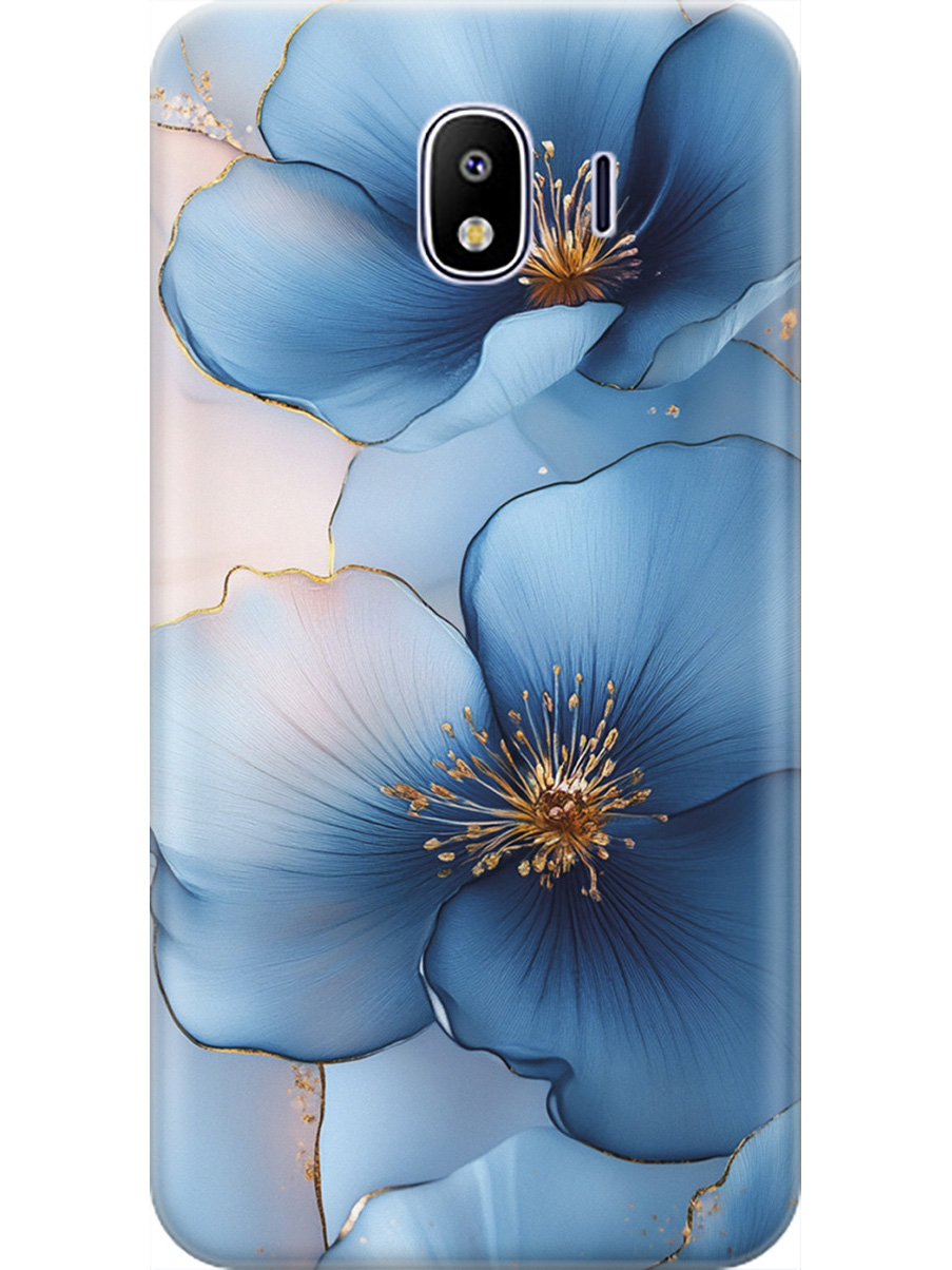 

Силиконовый чехол на Samsung Galaxy J4 (2018) с принтом "Голубые ирисы", Прозрачный;голубой;синий, 718358924