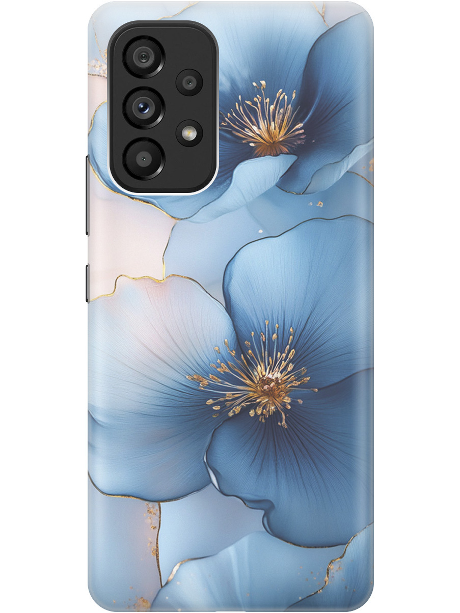 

Силиконовый чехол на Samsung Galaxy A53 5G с принтом "Голубые ирисы", Прозрачный;голубой;синий, 740133024