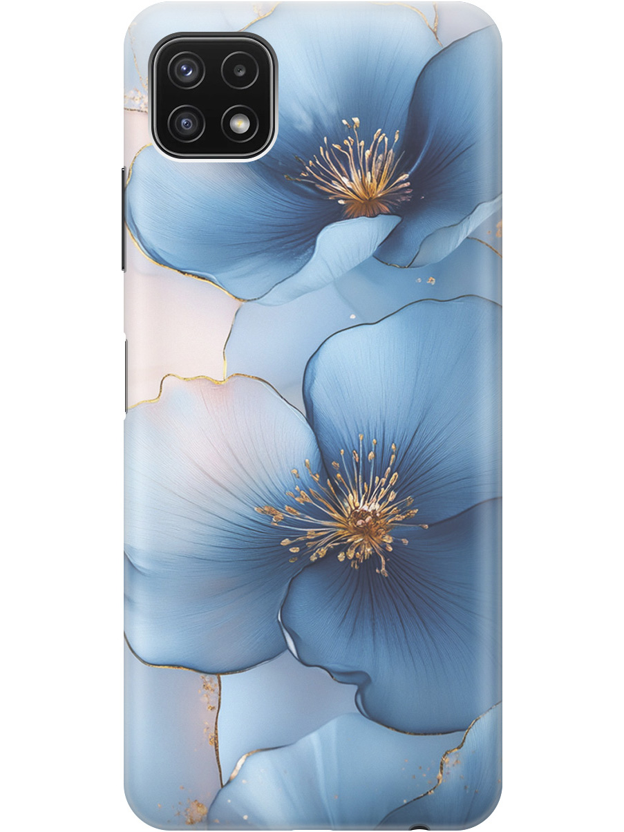 

Силиконовый чехол на Samsung Galaxy A22s 5G с принтом "Голубые ирисы", Прозрачный;голубой;синий, 734082024