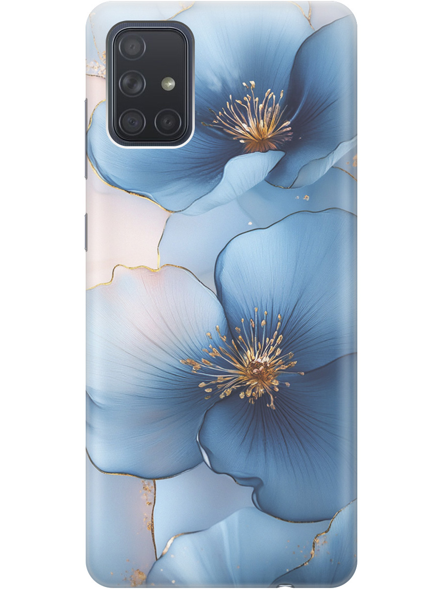 

Силиконовый чехол на Samsung Galaxy A71 с принтом "Голубые ирисы", Прозрачный;голубой;синий, 722411424