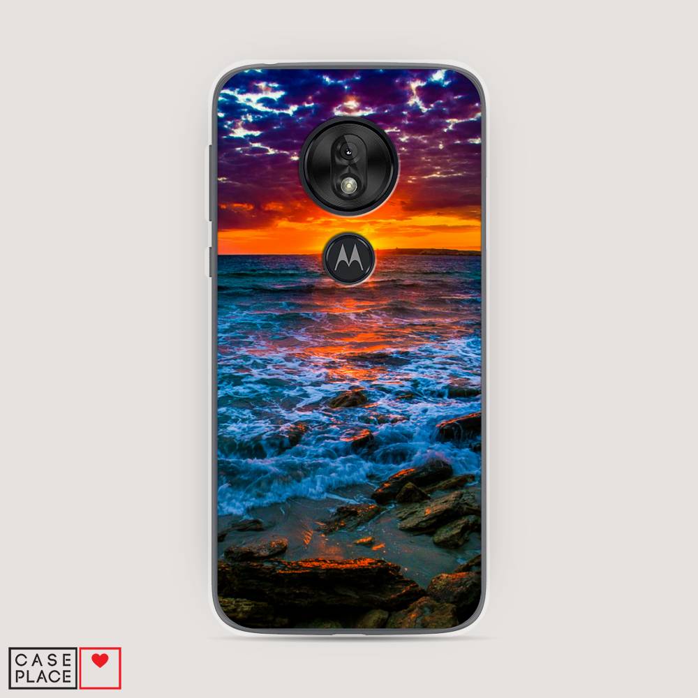 

Чехол на Motorola Moto G7 Play "Закат 1", Оранжевый;синий, 241250-2