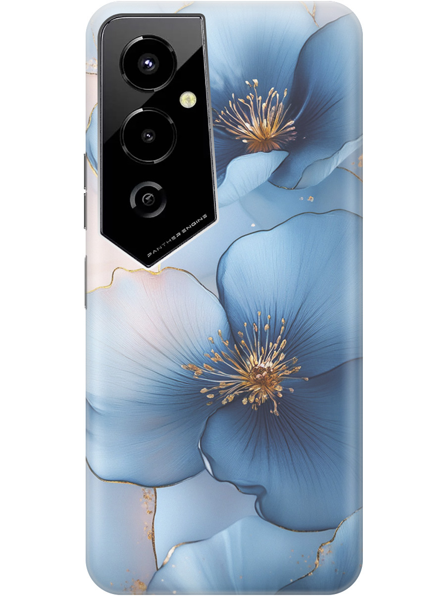 

Силиконовый чехол на Tecno Pova 4 Pro с принтом "Голубые ирисы", Прозрачный;голубой;синий, 762091524